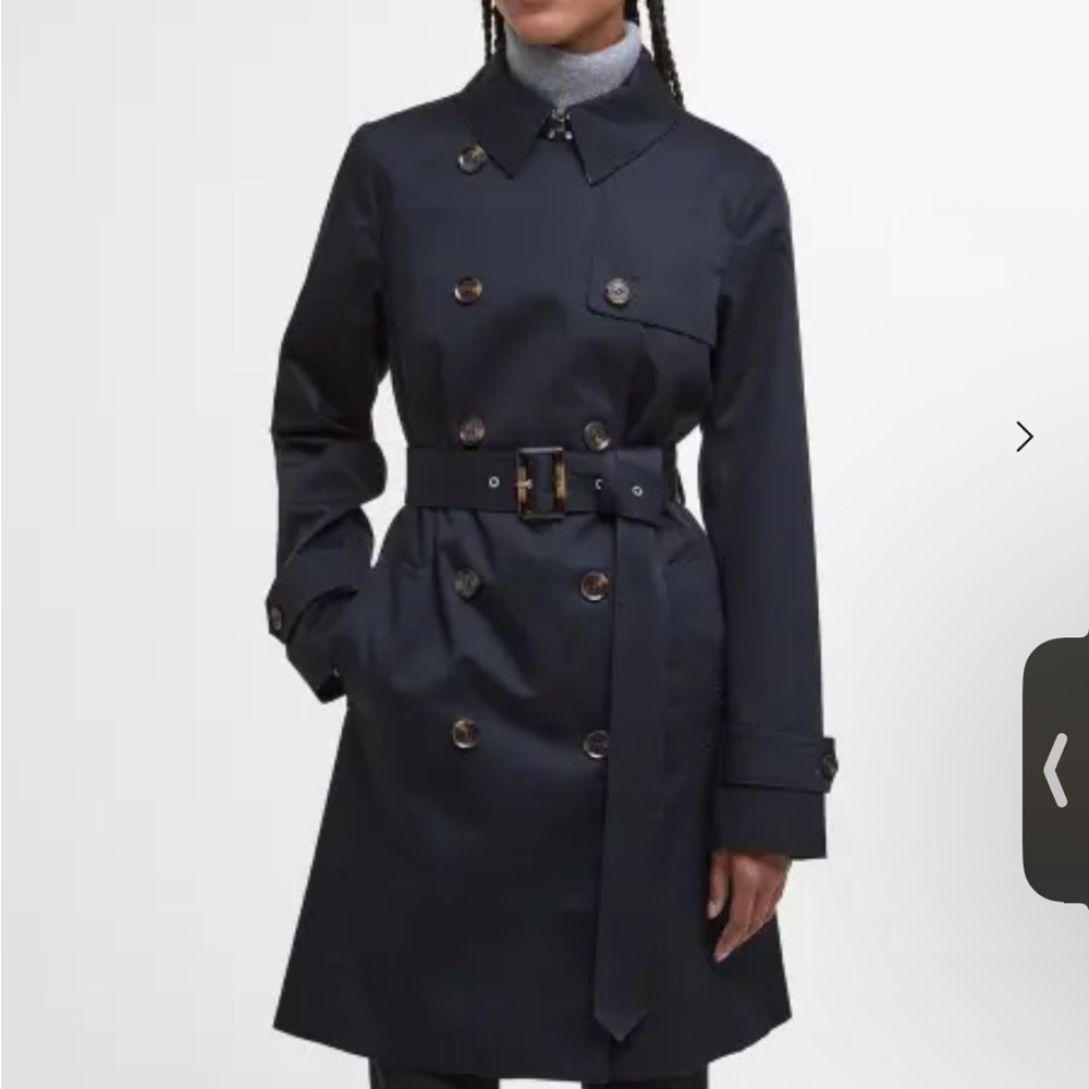 Barbour Short Greta Showerproof Trench Coat - Picture 5 of 6